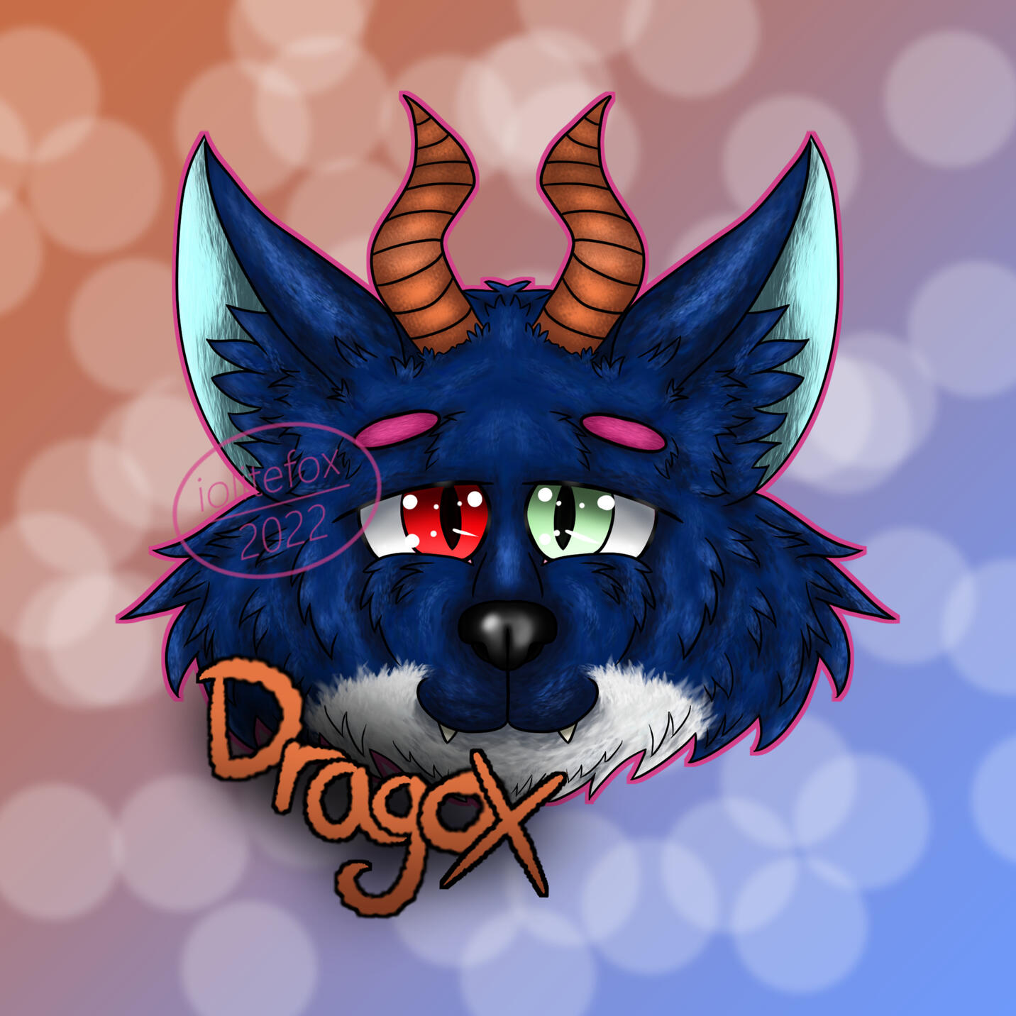 Detailed digital badge of Dragox for furry69420 on Discord (commission)